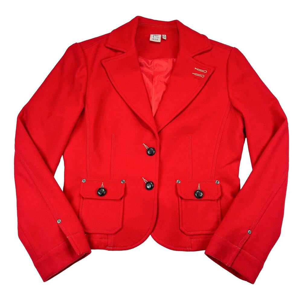 STO Susquehanna Trail Outfitters Wool Blend Military Blazer Women’s M Red Jacket